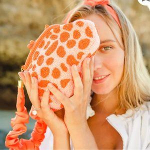 Arnoldi Peachpuff Hand-Beaded Clutch In Orange & Peach